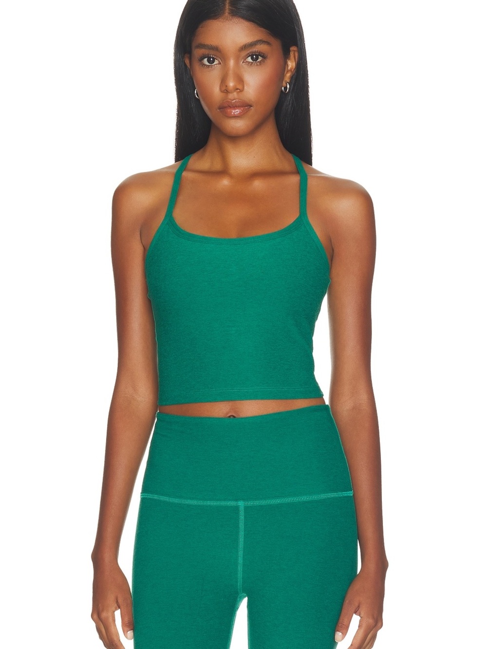 Beyond Yoga Spacedye Slim Racerback Cropped Tank Top in Legacy Pine Heather
